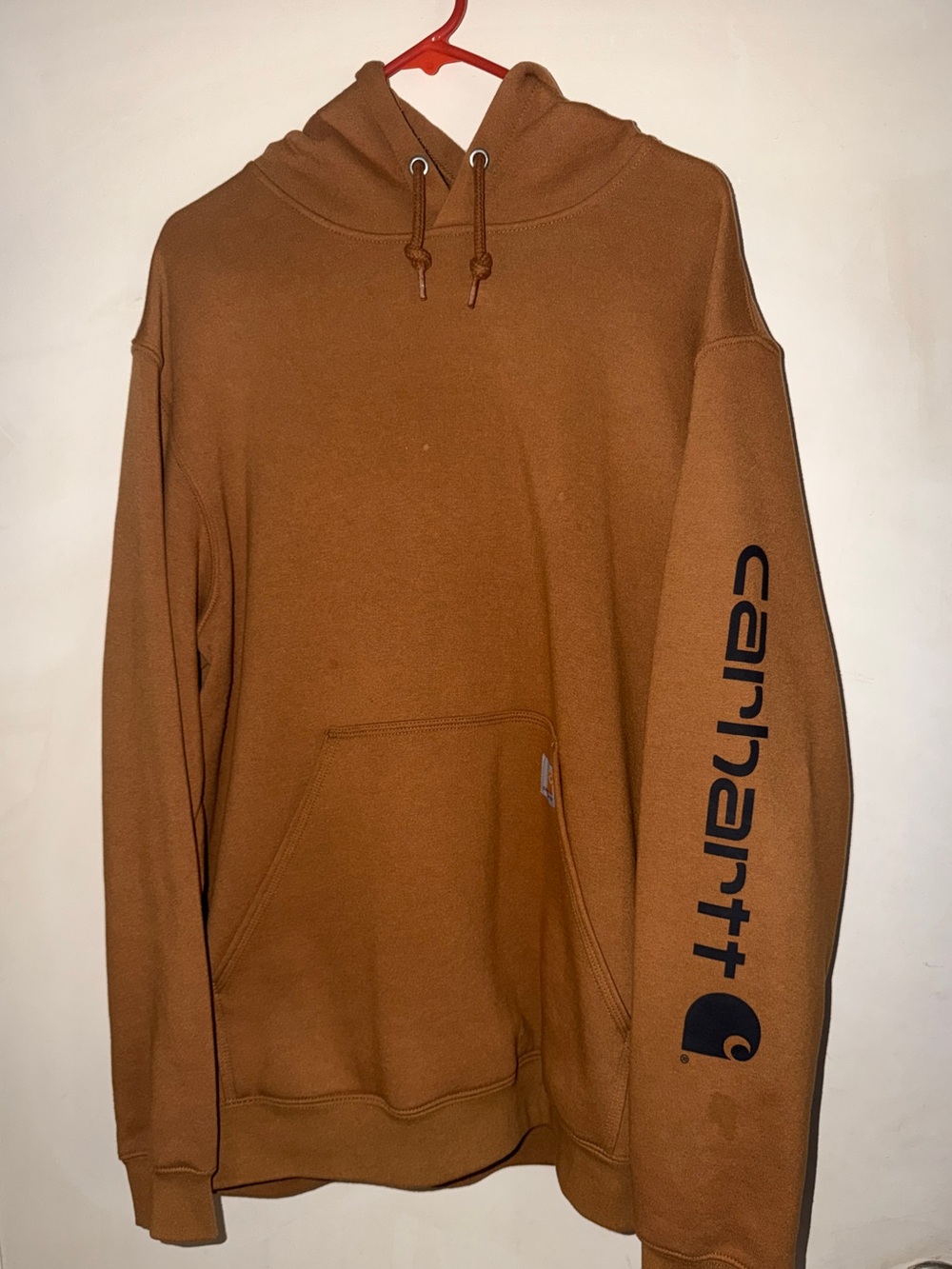 Carhartt Loose Fit Signature Sleeve Logo Midweight Pullover Hoodie Brown Large